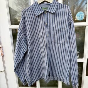 VTG Men’s Blue & Gray Vertical Stripe Cotton Button-Down Shirt szXL